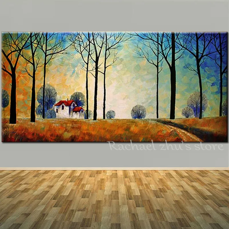 

Super Large Hand Painted Modern Tree Landscape Oil Paintings On Canvas Landscape Wall Pictures For Living Room Home Wall Decor