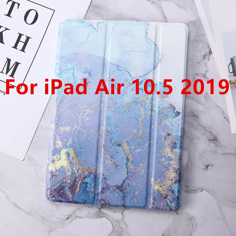 For iPad Air 1 2 Case Marble Pattern Silicon Cover for iPad 9.7 Pro 10.5 Mini 2/3/4/5 Air 10.5 Smart Funda A1893 - Цвет: Blue Air 10.5