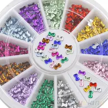 Hot3mm многоцветные 3D наклейки для дизайна ногтей с бантом DIY маникюрные наконечники украшение колесо 7COS