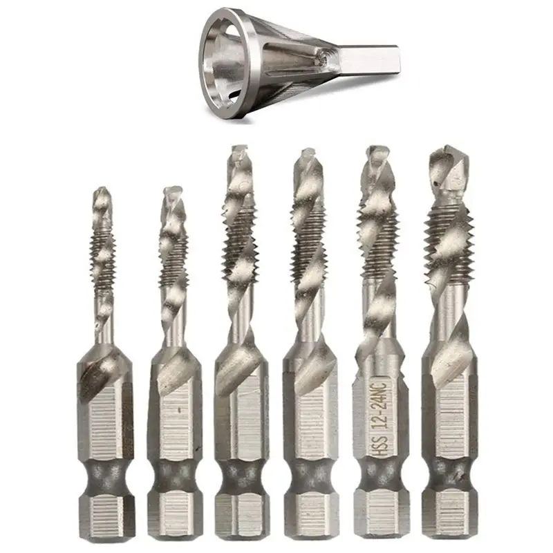

Deburring External Chamfer Tool, Remove Burr Tools For Drill Bit With 6Pcs Combination Drill And Tap Bit, Fits Size 8-32 Bolts