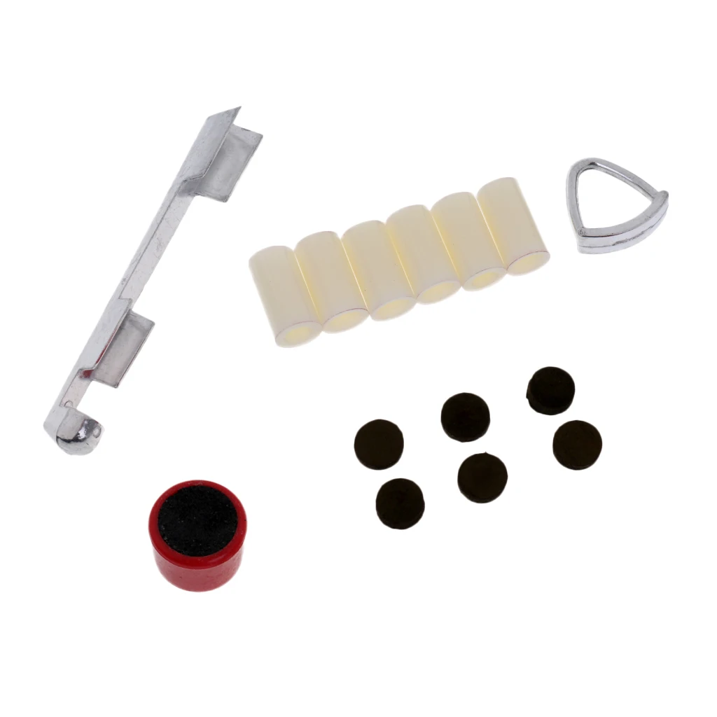 High Quality Set of Billiards Pool Cue Repair Kit Include Tips Ferrules Scuffer Clamp Cue Repair Kits for Billiard Players