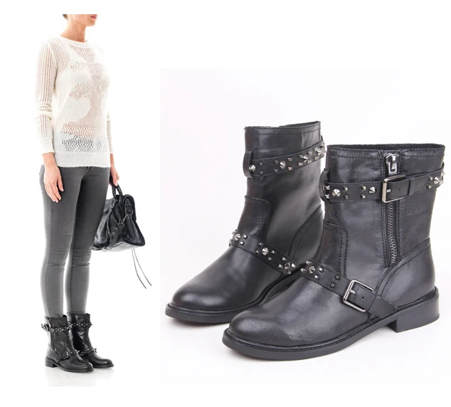 black moto boots womens