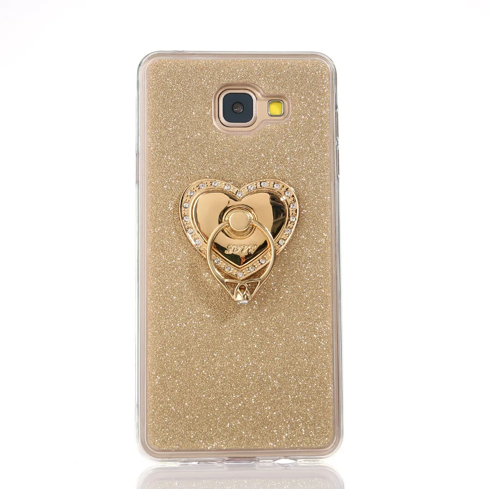 

For Samsung Galaxy A5 2016 Case Heart-shaped Pattern with 360 Rotate Ring Holder Stand Luxury Glitter Case For Samsung A510