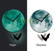 Funlife TM Halloween Decoration Bat Pendulum font b clock b font Glowing Moon font b Wall