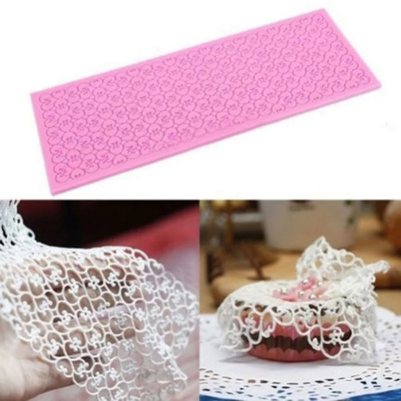 

Large Rectangle Silicone Cake Fondant Mould DIY Mat Flower Lace Mold Sugar Craft Baking Decorating Tools