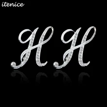 2017 New Design Classic 26 Letters Stud Earrings Fashion Jewelry For Women Crystal Rhinestone Push Back