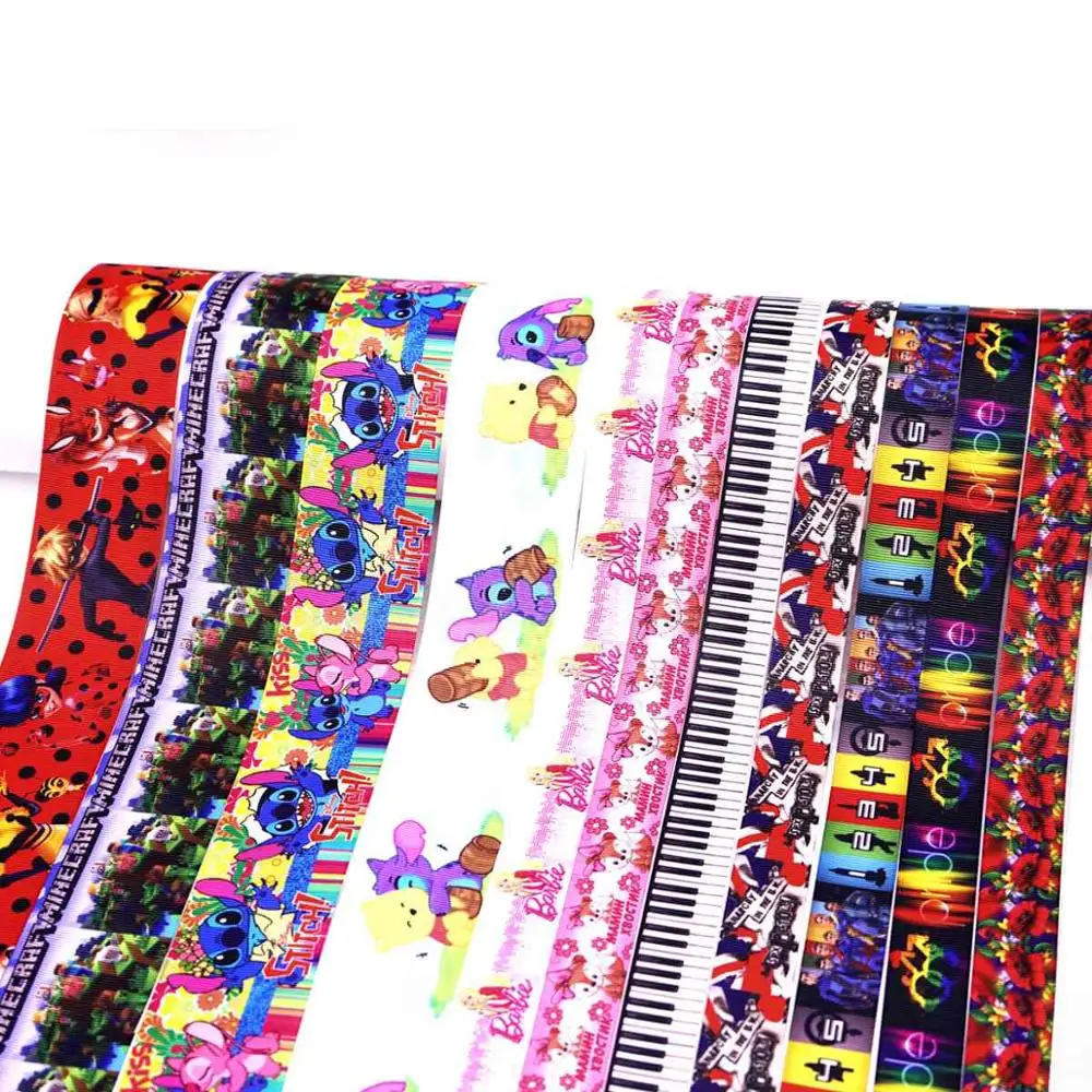 

Free shipping 50 yard per size cartoon ribbon printed grosgrain ribbon 30697