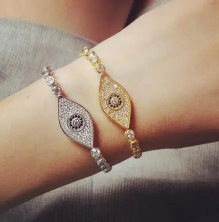 

New Arrival Evil Eye two color exquisite mirco pave setting Bracelets Women Gold-Color Pulseira Jewelry Bijoux
