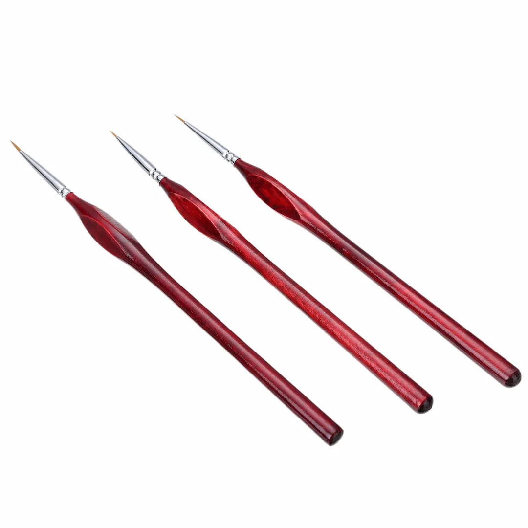 3Pcs Sable Hair Painting Brush Watercolor Gouache Paint Brushes 7.3inch Fine Detailing Liner 0~000 Pointed Tip Art Supplies