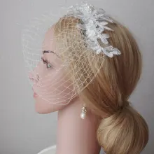 Кружева жемчуг Клетка Veil слоновая кость тюль вуаль Винтаж Стиль Petite вуаль мини Румяна свадебная фата вспомогательные