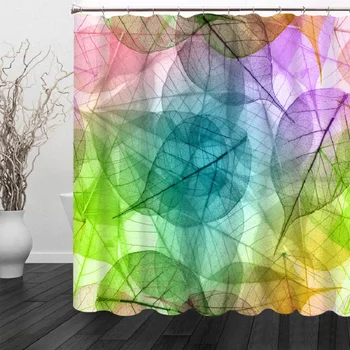 

Colored Leaves Pattern Modern Polyester Waterproof Mildew Shower Home Decoration Curtain Bathroom Curtain