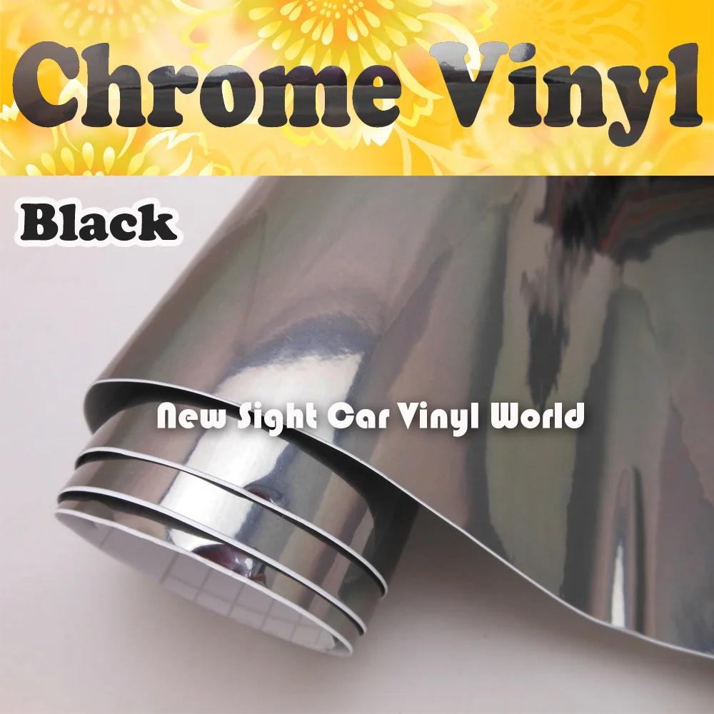 

High Gloss Black Chrome Vinyl Wrap Air Bubble Free Size:1.52*30M/Roll
