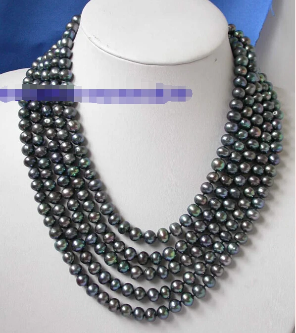 

N1363 BEAUTIFUL 100" 9mm black freshwater pearl necklace NEW