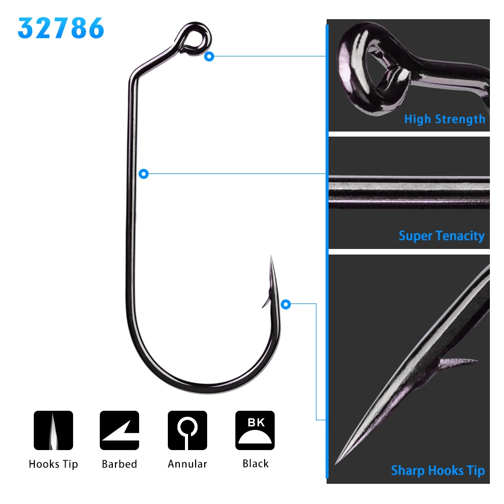 

20pcs/lot 1/0#-5/0# High Carbon Steel Offset Jig Hook Crank Fishing Hook Worm Hook For Soft Bait Carp Anzol Jigging Fishhook