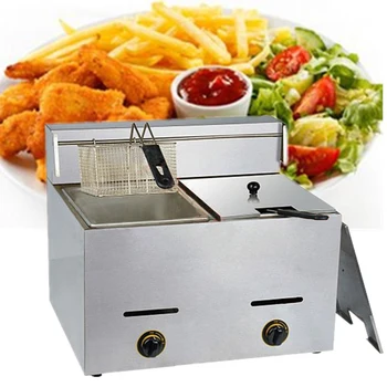 

1PC 2016 Stainless Steel Gas Deep Double Fryer Mini Gas Fryer Potato Chip Fryer Machine Chicken Frying Machine