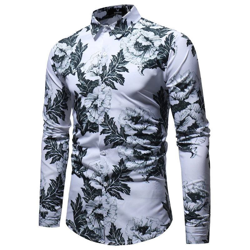 Мужские нарядные рубашки, весенние мужские повседневные рубашки с принтом насекомых, приталенные Гавайские рубашки с длинным рукавом, деловые рубашки - Цвет: CS93