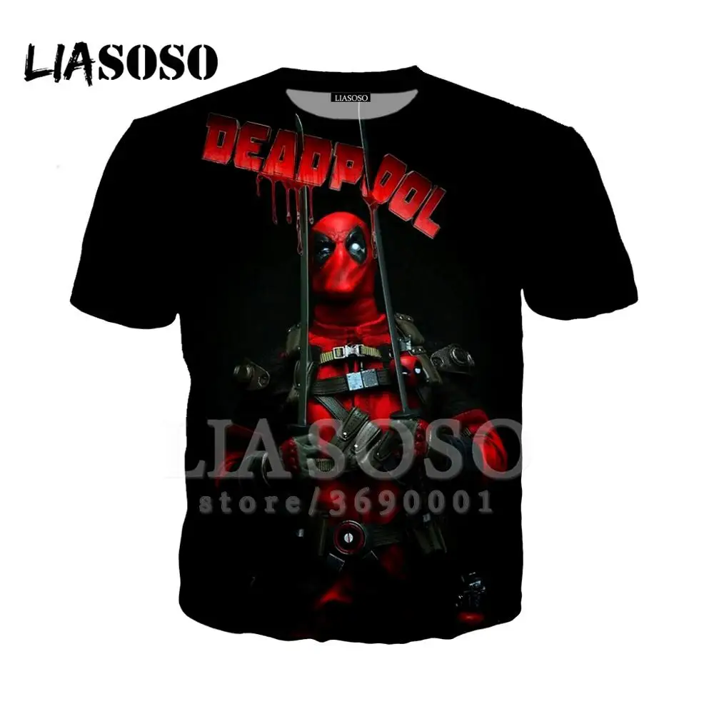 LIASOSO, 3D принт, для женщин и мужчин, фильмы-комиксы, плейпул, Дэдпул, Черная пантера, футболка, летняя футболка, хип-хоп, повседневная, короткий рукав, X1324 - Цвет: 5