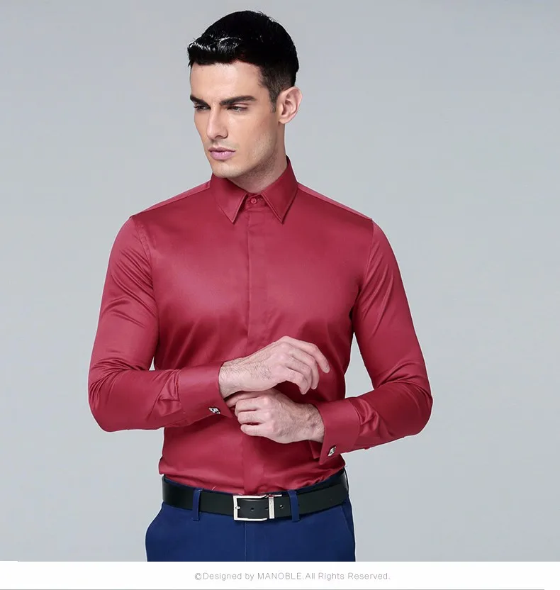 mens short sleeve white shirt High Quality 2021 Brands New Regular Fit Shirts for Men Business Long Sleeve Cufflink Cotton Solid Color Camisas De Hombre mens short sleeve dress shirts