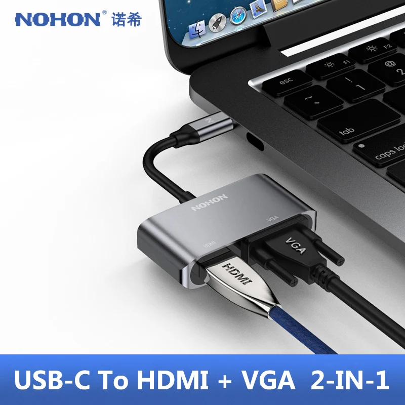 NOHON USB 3,0 концентратор type C концентратор USB разветвитель Мульти USB C концентратор HDMI адаптер питания для Macbook Pro mate 20 Pro Беспроводное зарядное устройство PD SD - Цвет: HDMI VGA