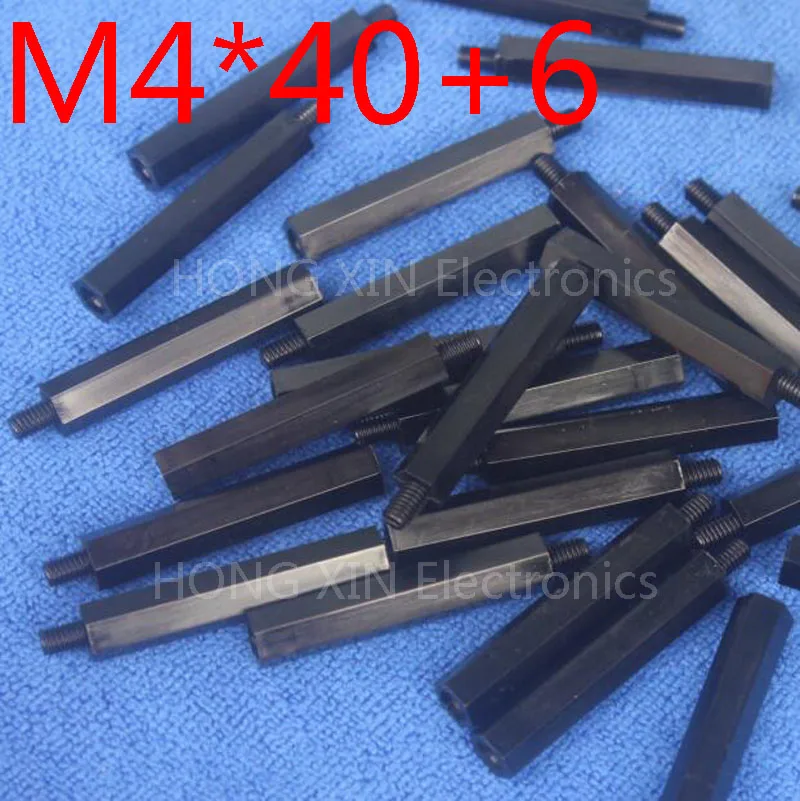 M4*40+6 Black 1pcs Nylon Standoff Spacer Standard M4 Plastic Malefemale 40mm Standoff Kit