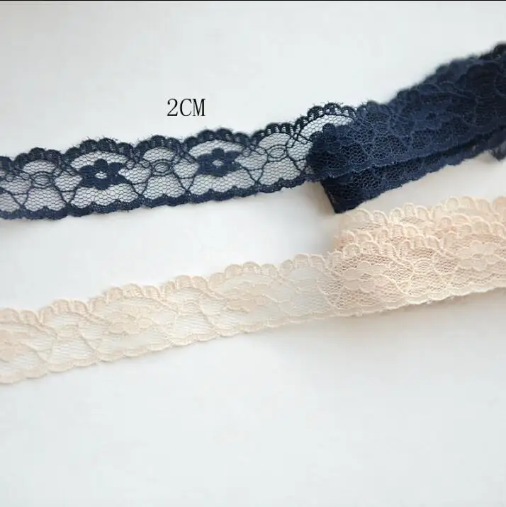 

10 Meters High Quality Beautiful Lace Ribbon Tape 2cm Navy Blue Beige Lace Trim DIY Embroidered For Packing African Lace Fabric