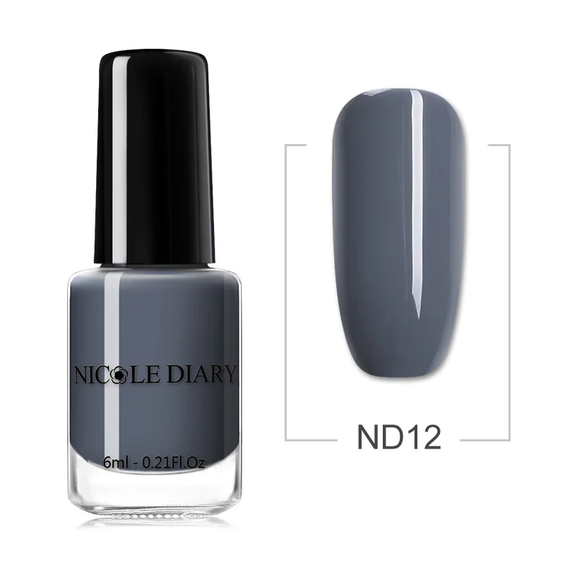 NICOLE DIARY 73 Colors Nail Polish Red Gray Glitter Pearl Nail Art Varnish Water-based Manicure Nail Art Lacquer 6ml - Цвет: Gray ND12