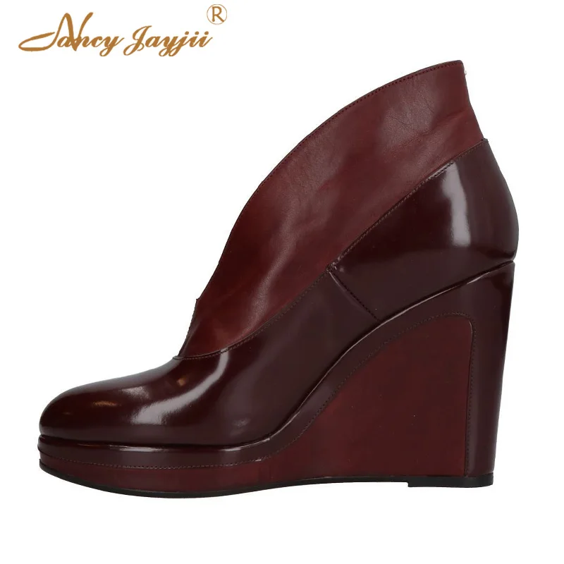 

Women Shoes Ladies Pumps Burgundy Solid Platform Party Super High Wedges Heels Cover Elegant Sexy Fashion Nancyjayjii 2019