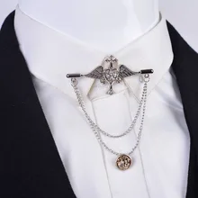 2016 High Quality Fashionable Rhinestone Wing With Badge Collar Clips Silver Women Dress Wedding Brooch Pin fashionable striped shirt collar high low dress for women