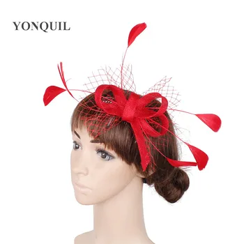 

Fantastic color sinamay fascinator headwear colorful mesh feather party show hair accessories millinery nice cocktail hat MYQ087