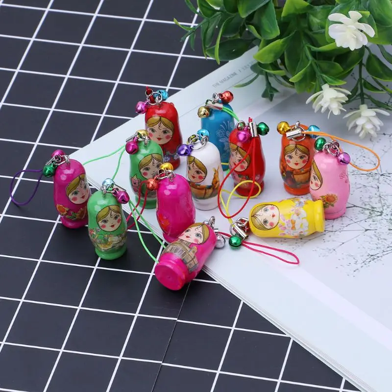 

New Cute Russian Nesting Dolls Matryoshka Doll Keychain Phone Hanger Bag Gifts