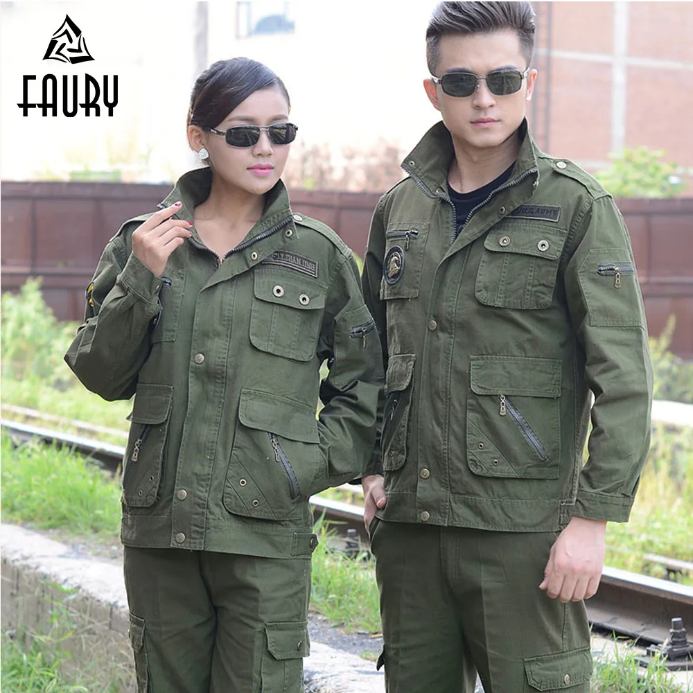 

Military Uniform Hunting Clothing Camouflage Suits Long-Sleeve 100% Cotton Protective Clothing Work Wear Thickening Suit