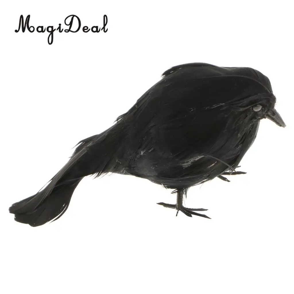 Lifelike Size Full Body Halloween Decoration Bird Fake Black Feathered Crows Ravens Indoor Outdoor Holiday Decor Ornament