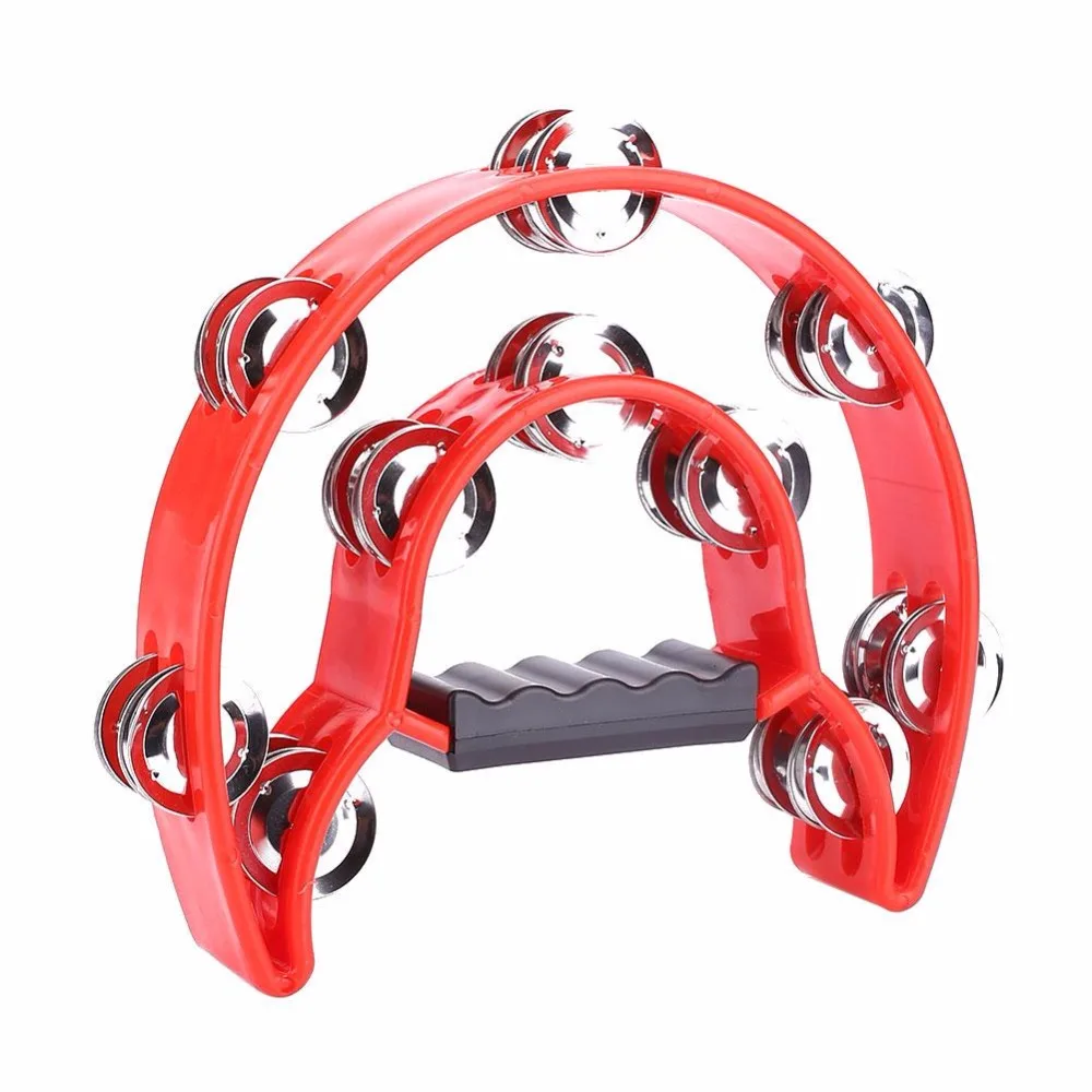 

Compact Double Row Half Moon Music Instrument Tambourine Percussion Drum Durable Entertainment Percussion Instrument