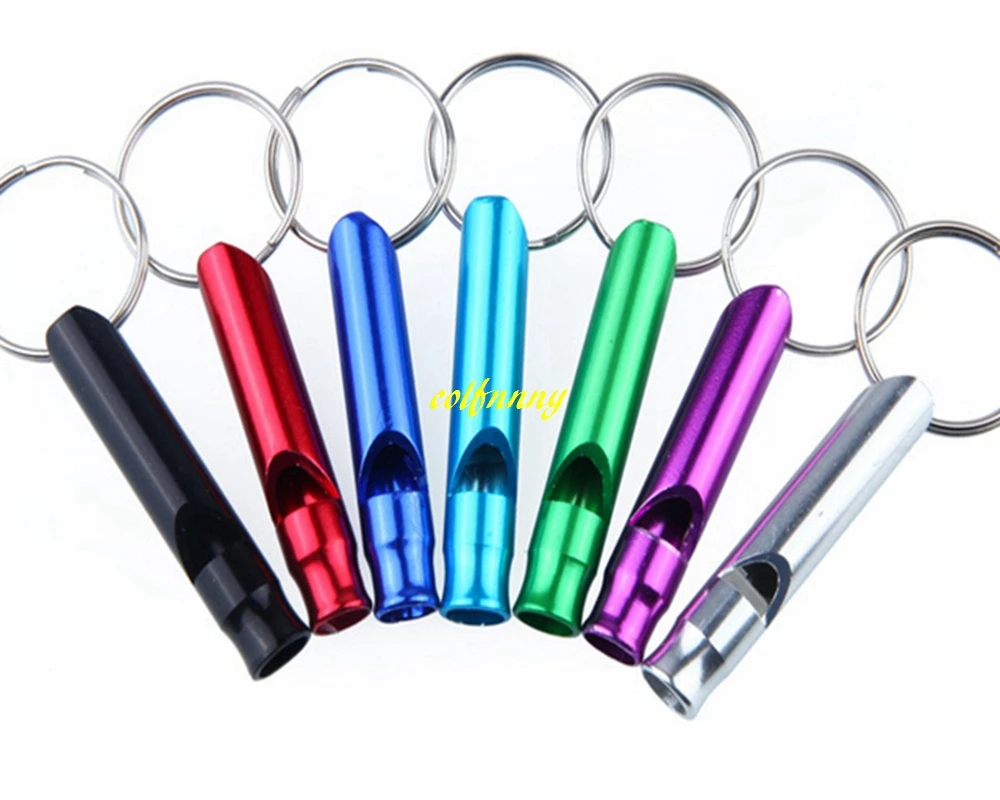 46mm Aluminum Pet Dog Whistle Keychain Pet Training keyring Whistle Outdoor survival 50pcs
