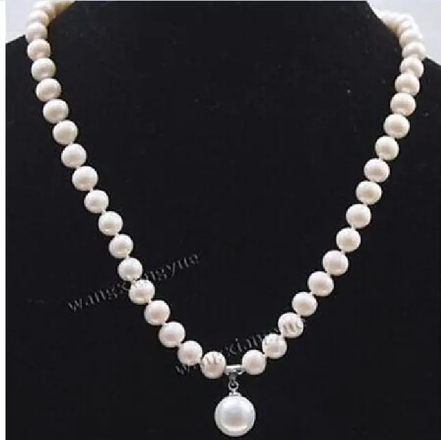

classic 8-11mm south sea white round pearl necklace 18"14KGP
