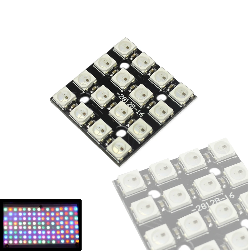 

8 Channel WS2812 5050 RGB LED Lights Development Board WS2812B 4*4 16 Bit LED for arduino Diy Kit