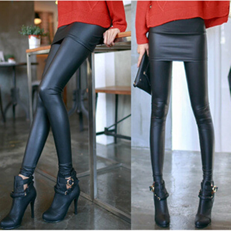 Wkoud New Fashion Leather Skirt Leggings Women's Sexy Pencil Pants