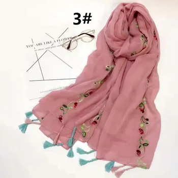 

Hot solid color flower pattern tassel scarf shawl women cotton pashmina bandana muslim geometry echarpe wraps muffler 10/lot