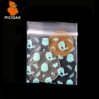 Миниатюрная пластиковая упаковочная сумка с изображением синей птицы на застежке-молнии, Упаковочная Сумка для пищевых конфет, ювелирное изделие, легко закрывающаяся плотная полиэтиленовая маленькая посылка - Цвет: 1.8x2.6 cm