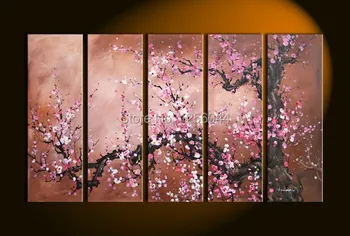 

free shipping pictures decor High-quality modern abstract wall canvas art plum blossom Oil Painting artwork painted with frame