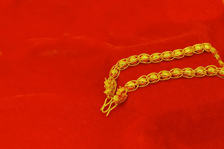 Мода 24k покрытием не выцветает Голова Дракона цепочка с золотыми бусинами ожерелье индийские ювелирные изделия для мужчин