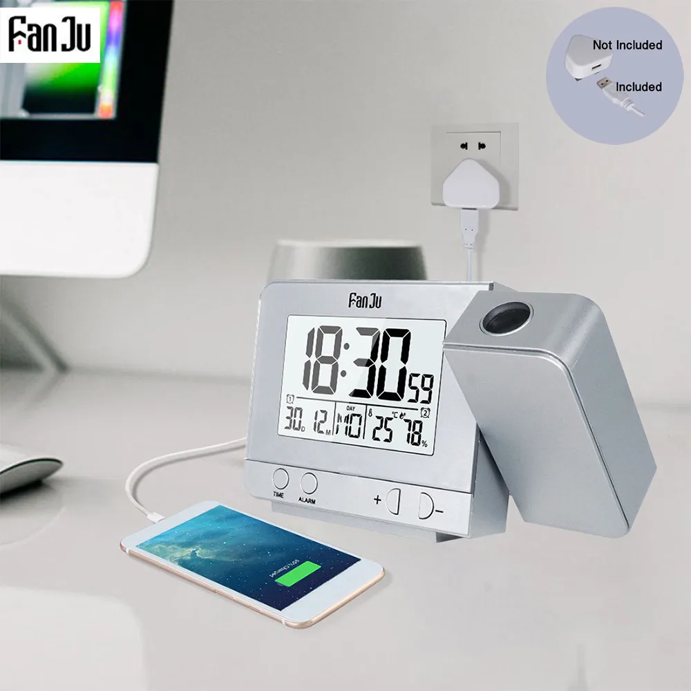 Fanju FJ3531 Projection Alarm Clock Digital Date Snooze Function Backlight  Rotatable Wake Up Projector Multifunctional Led Clock|Alarm Clocks| -  AliExpress