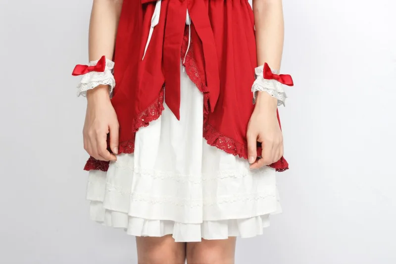 Free New Real Shipping 2019 Pre-sale 】 Little Red Riding Hood Lovely Cape Cardigan + Lace Dress Bow Hair With Hoop Hand Sleeves Free New Real Shipping 2019 Pre-sale 】 Little Red Riding Hood Lovely Cape Cardigan + Lace Dress Bow Hair With Hoop Hand Sleeves