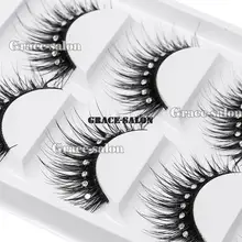 Натуральный ручной работы длинные толстые 5 пар макияж Накладные ресницы наращивание ресниц