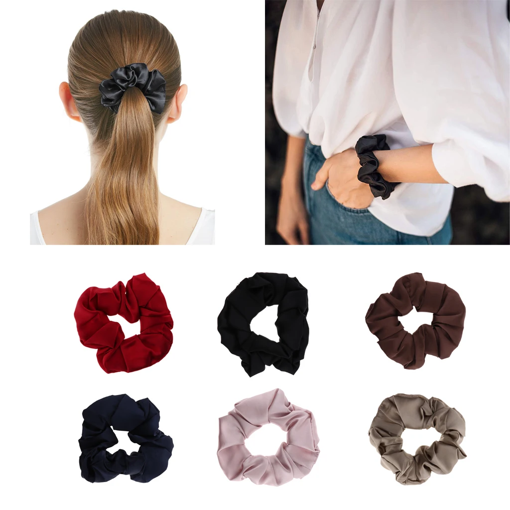 

100% Silk Hair Scrunchies Elastic Hair Band Soft Bobble Hair Tie Ponytail Holder Hair Accessory for Women Ladies Girls