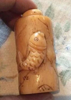 

Fine handmade bone carving snuff bottleFish / Turtle / Dragonfly / dolphins / cicada / Rabbit / elephant