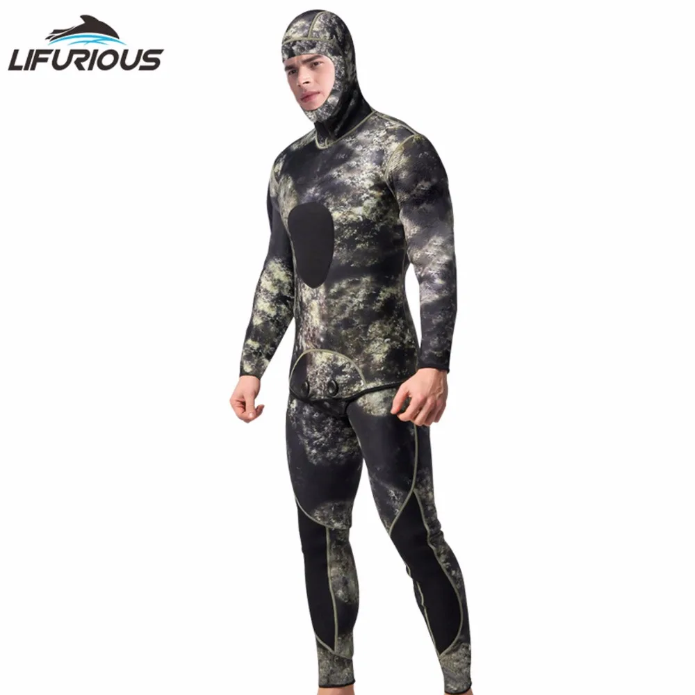 

LIFURIOUS Diving Suit Polyester 3mm for Men Durable Nylon Camouflage Tactical Wetsuit Snorkel Swimsuit Split Suits Surf Wetsuits