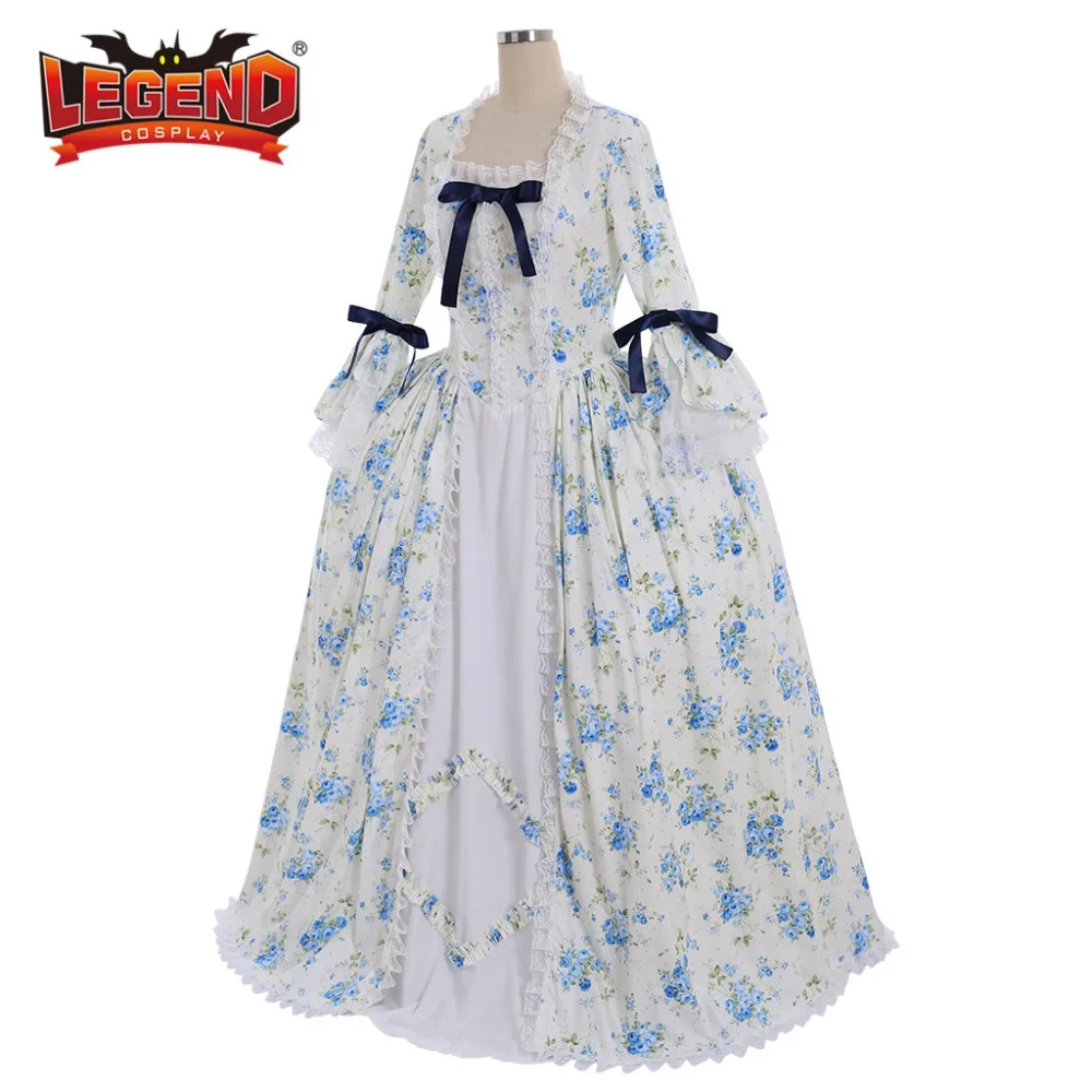 Рококо стиль цветочный принт Викторианский гражданская война/Южная Белль бальное платье индивидуальный заказ