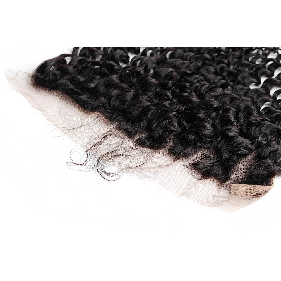 YVONNE Virgin Brazilian Deep Wave Lace Frontal 13x4 Natural Color 100% Human Hair Products