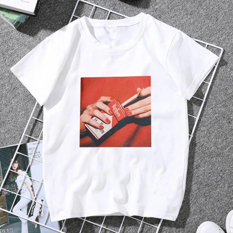 Женская футболка с короткими рукавами белая Повседневная в Корейском стиле